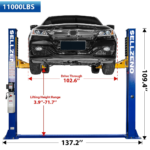 Sellzeno 11,000 lbs Two-Post Car Lift with 220V 3HP Motor & Double Lock Release – Ideal for Auto Shops, Trucks & Garages - Image 2