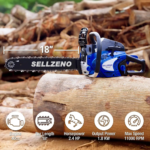 Sellzeno 18" Gas Chainsaw, 46cc 2-Cycle Engine with Auto Oiler – Powerful Wood Cutting Tool - Image 5