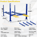 Sellzeno Series 8,500 lbs 4-Post Car Lift with Caster Kits – Durable Auto Storage & Parking Lift for Home Garage - Image 9