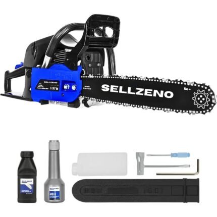 Sellzeno 18" Gas Chainsaw, 46cc 2-Cycle Engine with Auto Oiler – Powerful Wood Cutting Tool